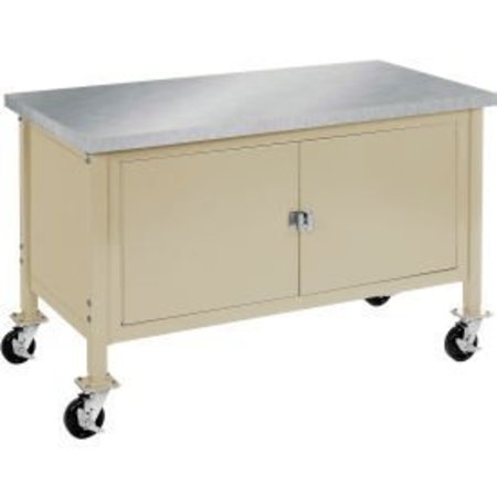 GLOBAL EQUIPMENT Mobile Cabinet Workbench - Stainless Steel Square Edge, 60"W x 30"D, Tan 249213TN